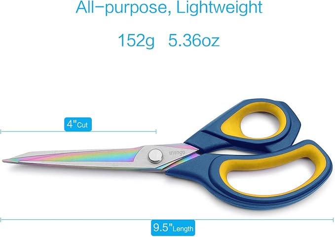 LIVINGO Fabric Scissors 9.5" Titanium Coated Heavy Duty Sewing Shears | Sharp Forged Stainless Steel Edge, Ergonomic Grip, Dressmaking Leather Cutting Craft Supplies
