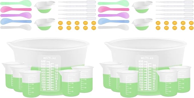 Silicone Measuring Cups for Resin Supplies - Kit with 600ml & 100ml Mixing Cups and Tools for Molds, Epoxy, Cooking, Casting Moulds, Jewelry Making (Pack of 2)
