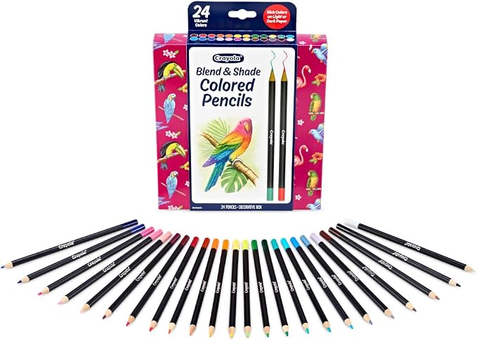 Crayola Blend & Shade Colored Pencils Set (24ct) Colored Pencils for Adult Coloring, Art Supplies for Sketching & Drawing, Gifts for Teens