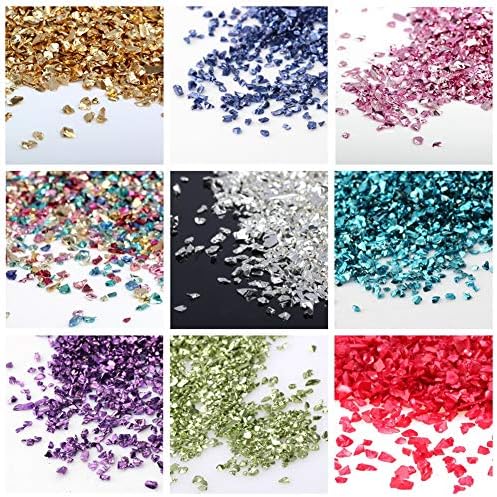 Crushed Glass Irregular Metallic mini Chips Sprinkles Chunky Glitter Gold 100g 0.5-2.5mm for Nail Arts Craft DIY Vase Filler Epoxy Resin Mold Jewelry Making Decoration (Gold, 0.5-2.5mm)