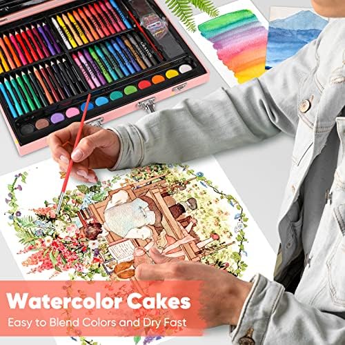 Soucolor 183 Art Set Drawing Painting Kit,Crayons Pastels Markers,Kids Gift