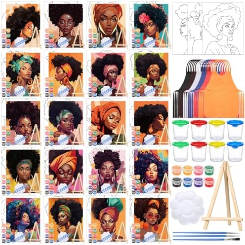 Sherr 140 Pcs 20 Set Pre Drawn Canvas Painting Kit, Elegant Lady