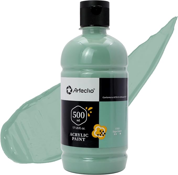 Artecho Sage Green Acrylic Paint 500ml / 17oz Large Bottle