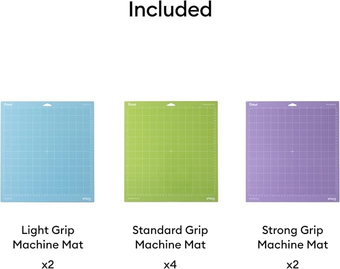 Cricut Cutting Mat Variety Pack (8 Count, 12in x 12in) | For Explore & Maker Machines - Includes 4 StandardGrip, 2 LightGrip, 2 StrongGrip