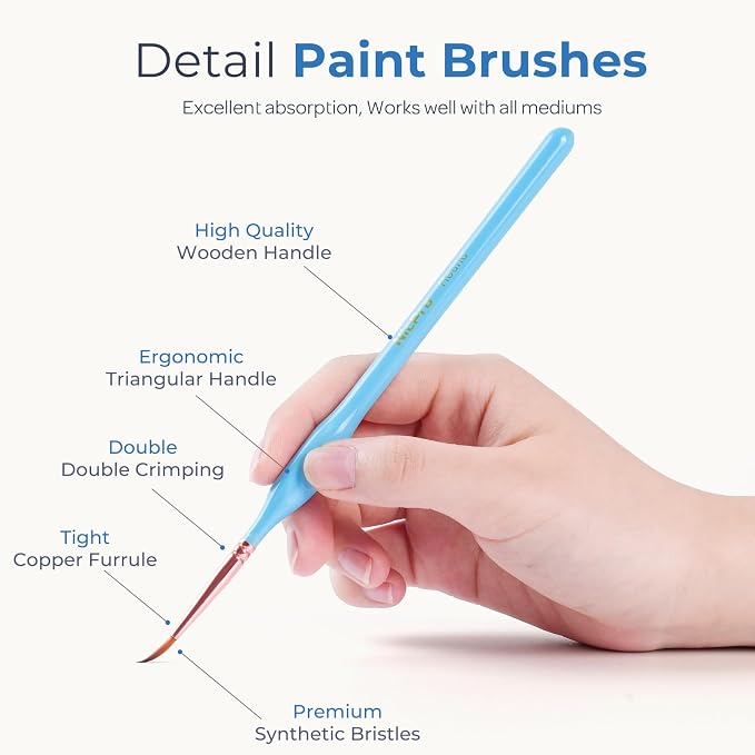 Nicpro 12PCS Fine Detail Paint Brush Drybrush Set, Aesthetic Pastel Fine Tip Miniature Paint Brushes for Acrylic Oil Watercolor, Crafts, 40K Models, Miniatures, Rock Painting, Paint by Numbers | Aesthetic Pastel Paint Brush, For Acrylic Oil Watercolor,...