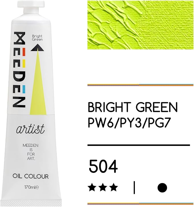 MEEDEN Artist Grade Oil Paint: Bright Green - 170ml/5.7oz Tube | Professional Art Paints and Supplies for Canvas Painting