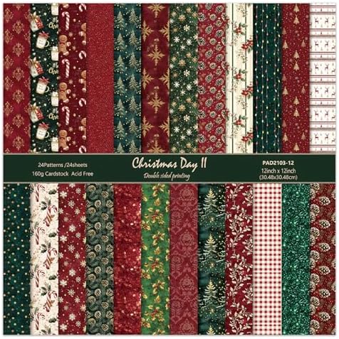 12In Christmas Scrapbooking Paper Pad Decorative Collage Journals Supplies