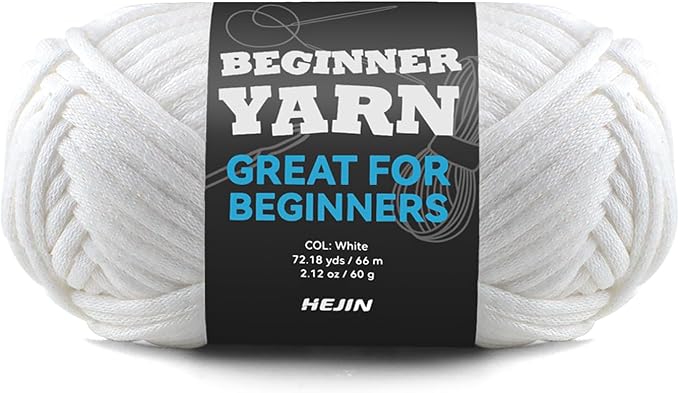 60g White Yarn for Crocheting and Knitting;66m (72yds) Cotton Yarn for Beginners with Easy-to-See Stitches;Worsted-Weight Medium #4;Cotton-Nylon Blend Yarn for Beginners Crochet Kit Making