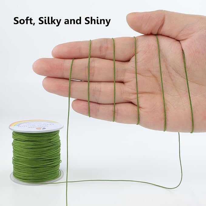 LUSTEMBER 0.8mm Nylon String, Strong Bracelet String, Durable Nylon Cord for Jewelry Making, Bracelets, Beading, Necklaces, Rattail Braiding, Kumihimo, Wind Chimes, Blinds and Handicrafts