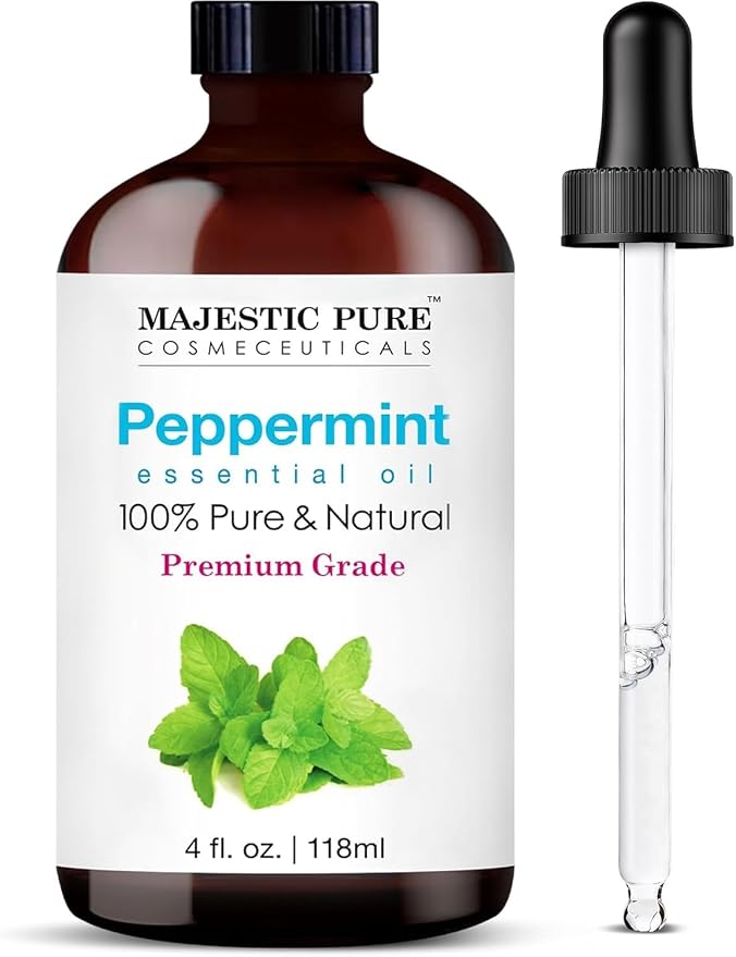Majestic Pure Peppermint Essential Oil for Diffuser - 4 Fl Oz | 100% Pure and Natural Peppermint Oil for Aromatherapy, Massage, Steam inhalation, Air Freshner, DIY, Soap and Candle Making