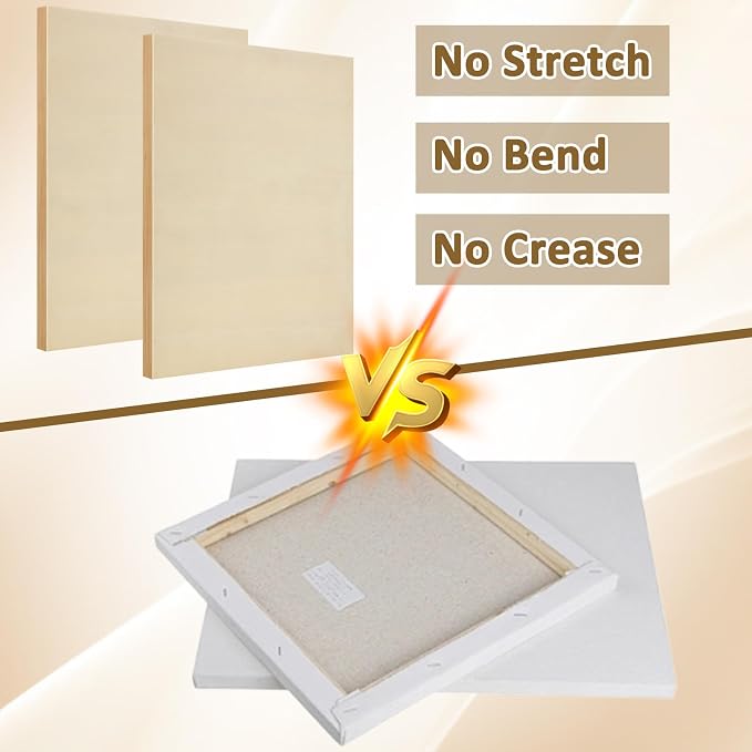8 Pack Wood Canvas 11 x 14 inch Unfinished Wooden Panels Board Cradled Wood Panels for Painting, Arts, Pouring Use with Oils, Acrylics