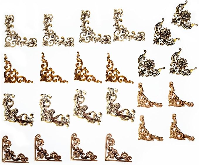 24pcs Vintage Frame Corner Stickers Scrapbook Decorative Paper Gold
