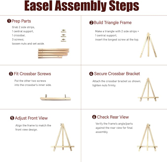 24 Pack 9 Inch Wood Easels, Tripod, Table Top Easels for Painting, Art Craft Painting Easel, Kids Student Tabletop Easels for Painting, Photos Mini Display Tripod