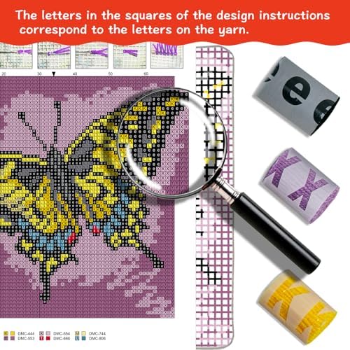 YP Latch Hook Kits for Kids and Adults DIY Throw Pillow for Home Decoration Tropical Butterfly Cover Cushion Cover Hand Craft Crochet for Festival Gift,17" X 17"