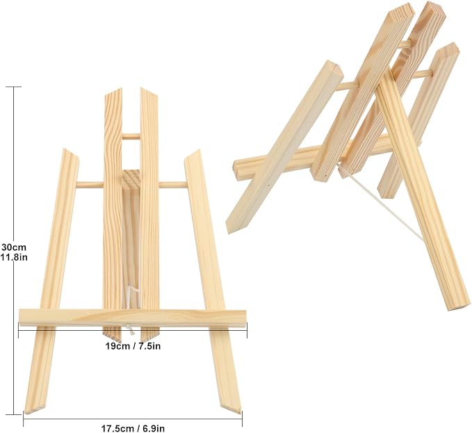 Yiksonyo 6 Pack 12 Inch Wooden Easel, Tabletop Wood Easels Stand, Wooden Easel for Painting, Art, and Crafts