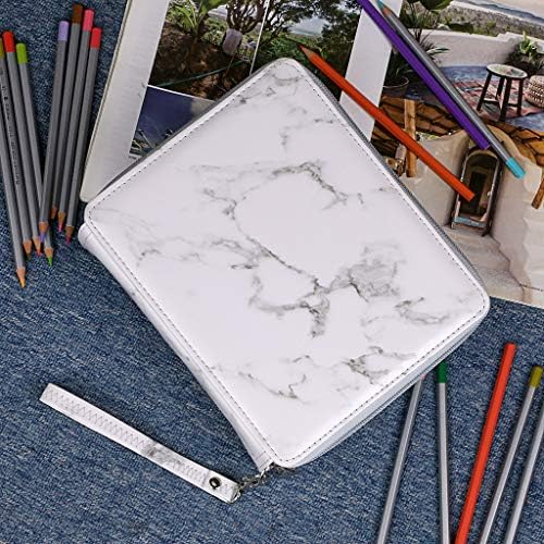 BTSKY Deluxe PU Leather Pencil Case For Colored Pencils - 120 Slot, White