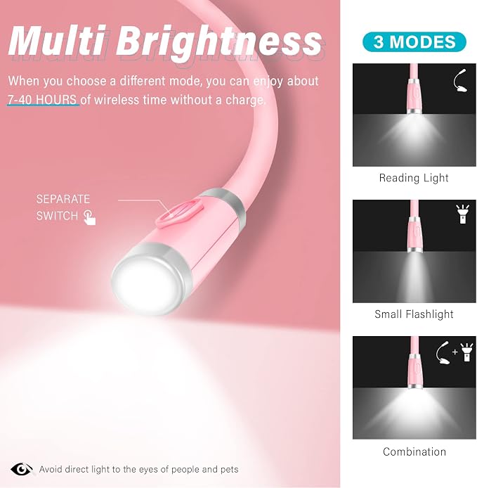 Vekkia Rechargeable LED Neck Book Light for Reading in Bed