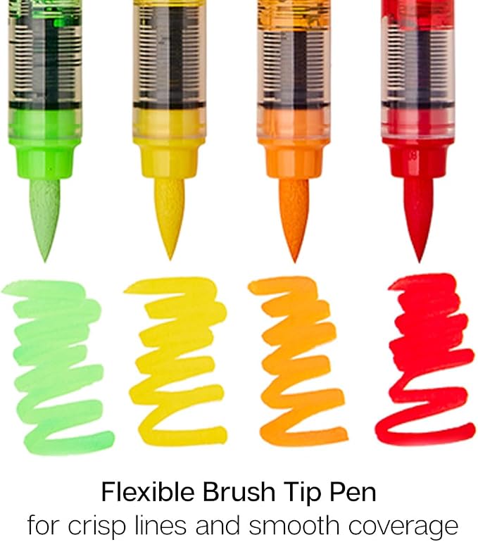 KINGART Acrylic Paint Markers Brush Tip, 12 Vibrant Colors. Water-based, no-bleed, waterproof pens with automatic ink control for rock, egg, wood, fabric, glass & DIY crafts