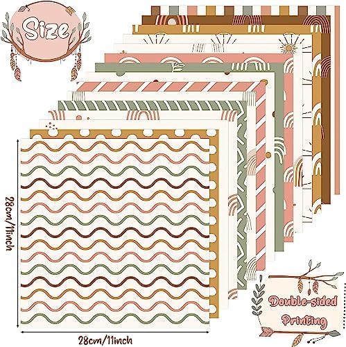 Haooryx Boho Origami Papers, 60pcs 11x11 Inch Pattern Art Craft Paper Set