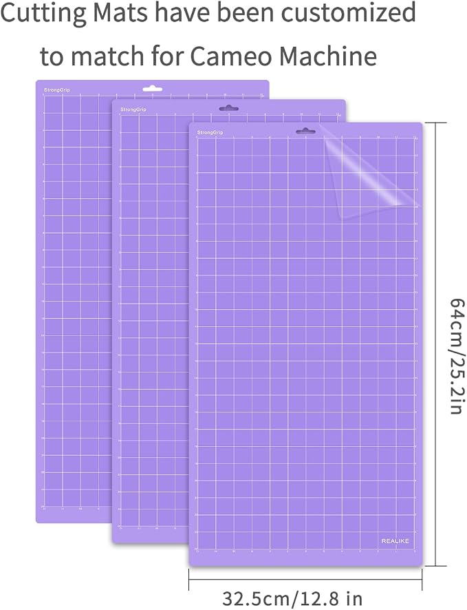 REALIKE SrongGrip Cutting Mat for Silhouette Cameo 5/4/3/2/1(3 Mats,12x24 inch) Purple Strong Adhesive Cricket Cut Mats Replacement Accessories for Silhouette Cameo