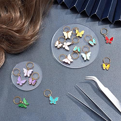 NBEADS Butterfly Charms and Braid Clips - 45 Pcs Removable Crochet Stitch Markers Made of Charms for Knitting, Weaving, Sewing, and Dreadlock Decorations