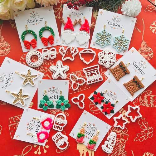 Xaekicr Winter Theme Polymer Clay Cutters Set – Clay Molds and Cutters for Polymer Clay, Decorative Earring Tools