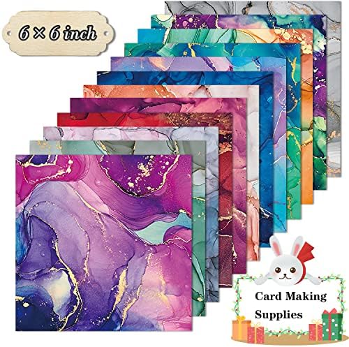 YASMEN Marble Scrapbook Paper Pad, 6x6 Single-Sided Valentine Cardstock Paper Pad for Card Making, Journals, Planner, DIY Envelopes, Greeting Cards, Gift Card, Decorative Art Craft -24 Sheets