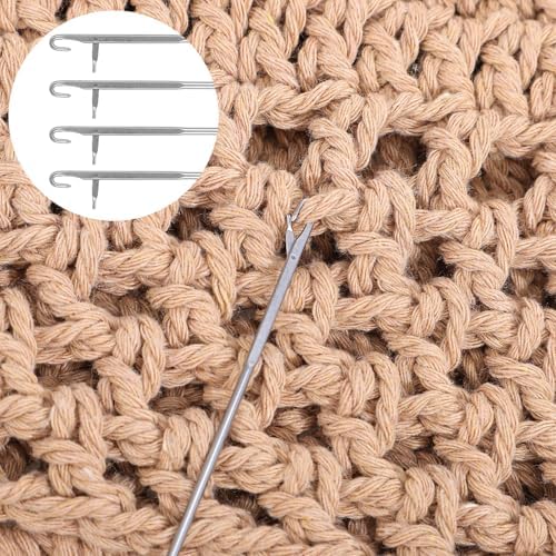 LIQWEI 10 Pcs Loop Turner Sewing Tool, 2 Sizes Tongue Crochet Tool Latch Hook for Silicone Beads Fabric Tube Strips DIY Accessories