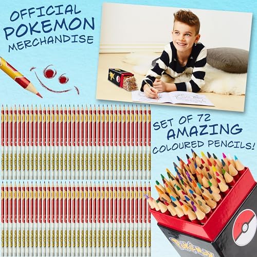 Pokemon Colored Pencils Set 72 Pre Sharpened Drawing Pencils Art Supplies Fun Bulk Stationery for School Home Vacation Gifts for Kids