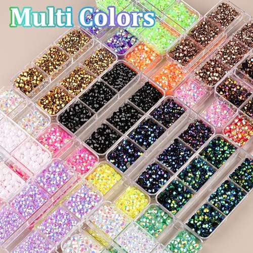 Resin Jelly Rhinestones for Crafting with B7000 Jewelry Glue, 2 Boxes Hot Pink AB Flatback Crystals with 2Pcs 10ml Glue, Bedazzling Non Hotfix Gems for DIY Tumblers Clothing Shoes Manicure