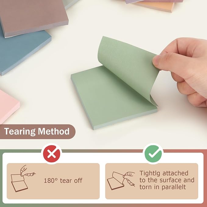 OSBOO Sticky Notes 3x3 Inch 8 Pack Vintage Colors, 80 Sheets/Pad