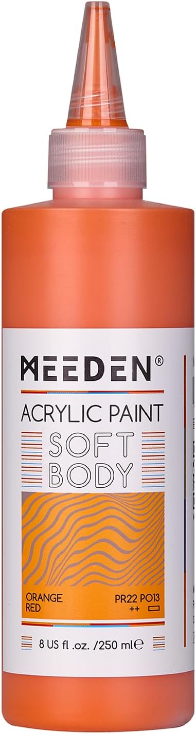 MEEDEN Orange Red Acrylic Paint: Matte Finish 250ml/8.45oz Soft Body