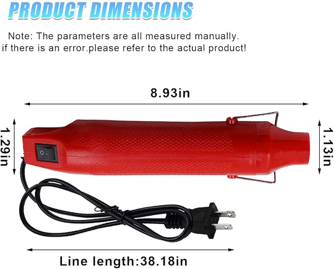 Mini Heat Gun - 220V 300W Portable Handheld Hot Air Gun Tool for DIY Craft Embossing - Electric Heating Tool with Stand & Power Cord for Car Vinyl Wrap/Shrink Wrapping PVC/Drying Paint(Red)