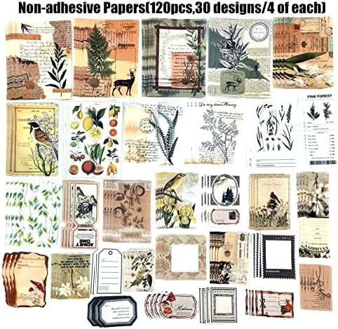 Esweny 260PCS Vintage Journaling Scrapbooking Supplies Scrapbook Sticker Paper Ephemera Pack for Junk Journal Planners Collage Craft Notebooks Album (Plants and Birds)