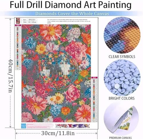 AIBOERL Diamond Art Kits for Adults,Disco Ball Diamond Painting Wall Decor | Round Drill Flower Diamond Painting for Beginners DIY Rhinestone 5D Diamond dots(Gemstone Craft)Wall Art Gift 12x16IN