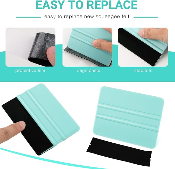 WRAPXPERT Vinyl Squeegee Tool,2 Pack Squeegees for Vinyls Pink and Teal,Felt Squeegee Vinyls Scraper Tool for Crafting Vinyl Application