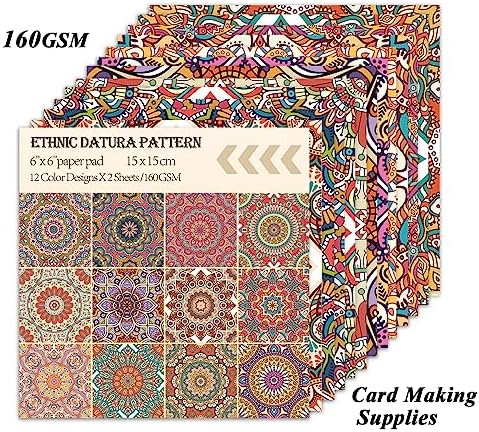 Scrapbook Paper, 24 Sheets 6"×6" 160gsm Single-Sided Patterned Cardstock