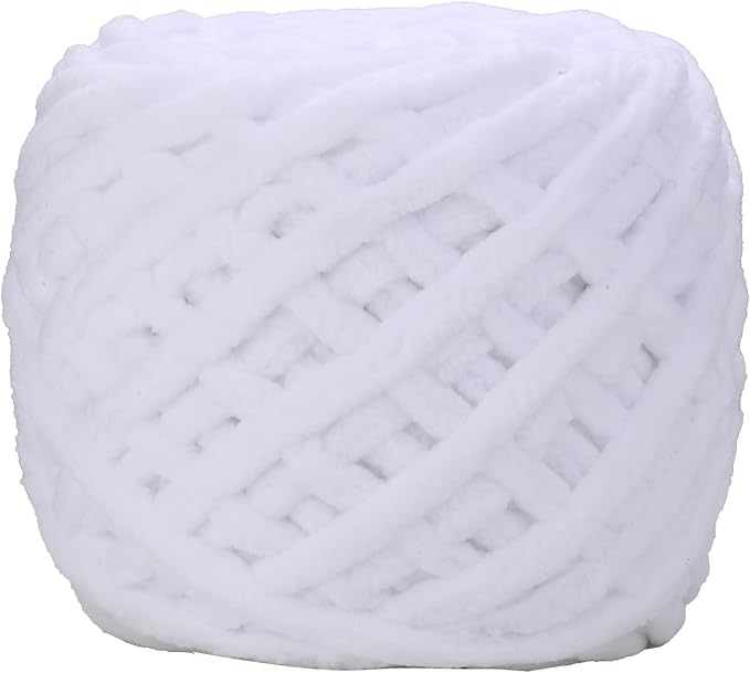 Plush Chenille Chunky Yarn for Crocheting 100g(54.6yd) - Bulky Thick Fluffy Yarn for Knitting- Soft Velvet for Baby, Blanket Knitting Blanket Yarns- Amigurumi Yarns (White)