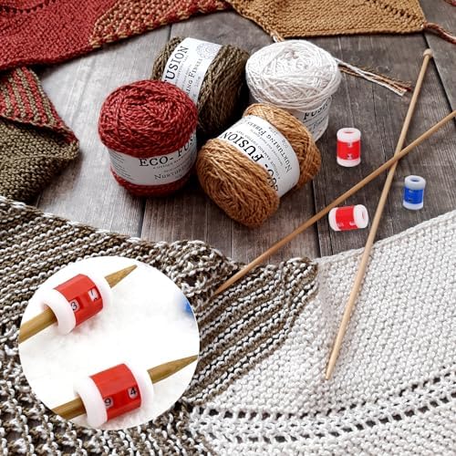 Booge 10 Pcs 2 Sizes Plastic Knit Counter Knitting Crochet Stitch Marker Row Counter for Recording The Number of Weaving Rows - 5 Large and 5 Small