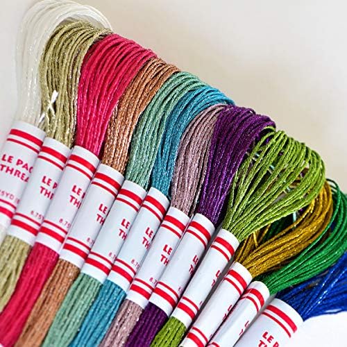 Embroidery Thread 8m Metallic Embroidery Floss 12Skeins All Purpose Assorted Muti-Colors Cross Stitch Tread Set for Craft Needlework Hand Embroidery Bracelets String DIY Craft