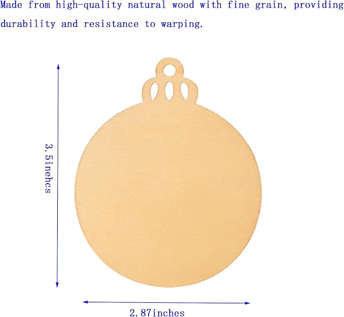 60PCS Unfinished Wood Christmas Cutouts with Sling Hole