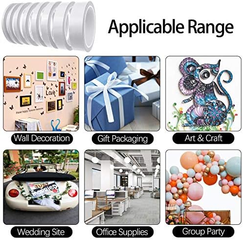 Double-Sided Tape for Arts, Crafts, Photography, Scrapbooking, Tear-by-Hand, Paper Backing (8 Rolls) 6mm Width (Pack of 2)