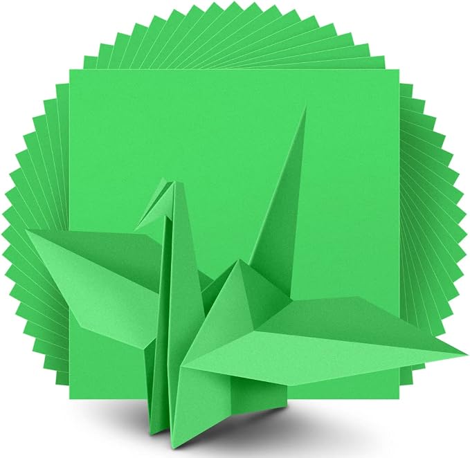 IOOLEEM Origami Paper, 200 Sheets, Green Origami Paper, 6 Inch Square, Double Sided Colored Paper for Crafts DIY Party & Decoration
