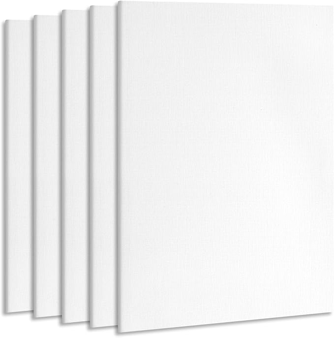 ESRICH Professional Linen Canvas for Painting, 5 Pack Linen Flat Canvas Panels 11x14 Primed Acid Free Blank Canvas Boards for Painting for Artists, Painters
