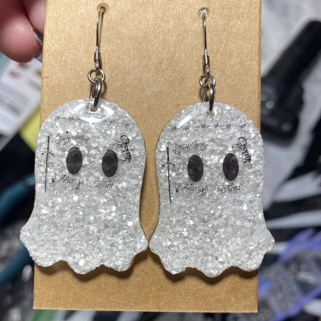 Set of 10 Ghost Keychain,Ghost Acrylic Shape for Halloween, Spooky, Ghost,Craft Blank, DIY Craft, DIY Craft Blank (3'')