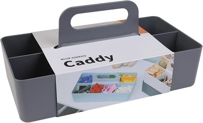 BLUE GINKGO Stackable Organizer Caddy, Long, Grey, Made in Korea