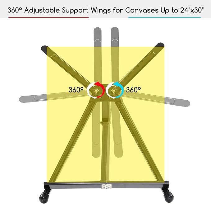 MEEDEN 4pcs Tabletop Easels: Metal Easel Stand for Painting & Display | Aluminum Desktop Art Easel - Foldable Portable Tripod Stand for Canvas, Paintings, Photos, Books, Signs, Poster