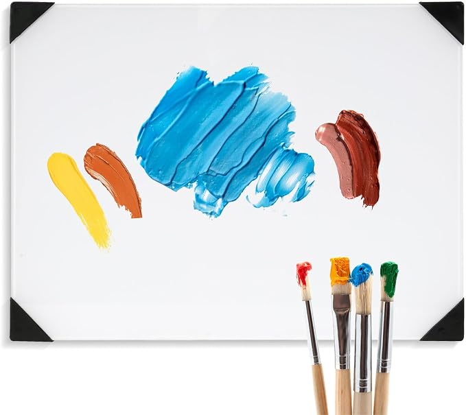 Glass Palette for Oil Painting, 12 x 9 Inches, Ultra White, Easy to Clean
