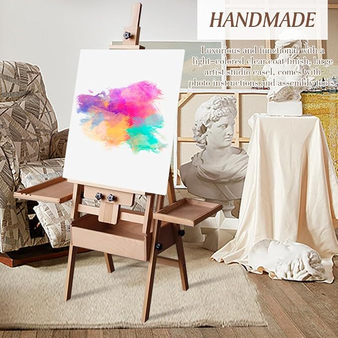 Easel for Painting,Multi-Function Large Beech Wood Art Easel