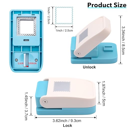 Square Stamp Punch, 1 Inch Square Stamp Puncher Postage Stamps Punches for Paper Crafts, StampShaped Paper Punches, Scrap a Day Punch,StampCutter Hole Puncher for DIY Scrapbooking Crafting Card Making